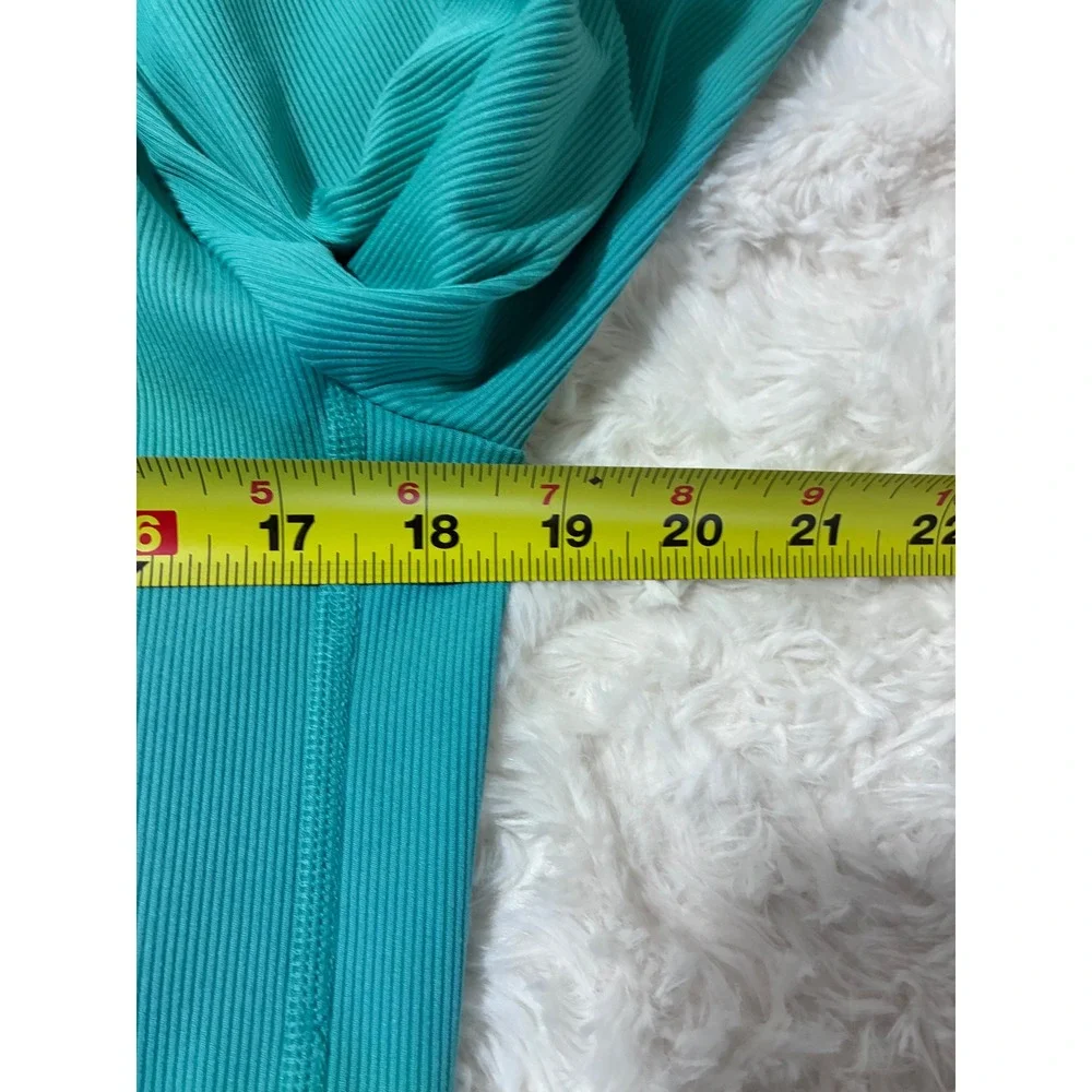 Nike Running Dri-FIT Womens Medium Teal Ribbed Quarter Zip Pullover Thumbholes